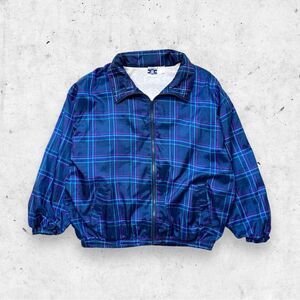 Vtg 90s Pro Spirit Plaid Windbreaker Jacket, Lined Full Zip, Pockets, Oversized